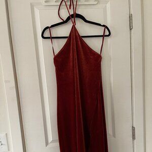 NWT Banana Republic red velvet halter dress